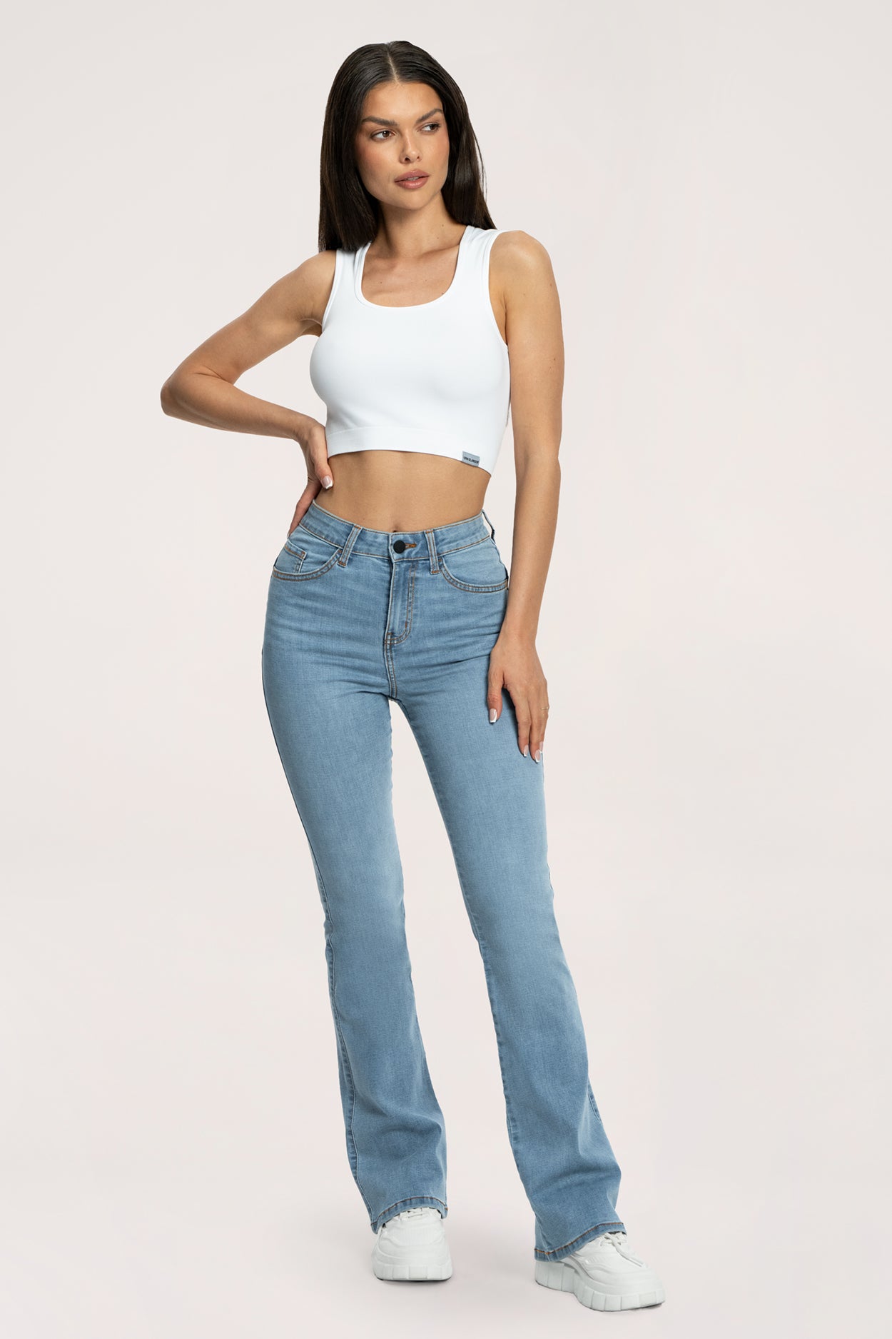 Дънки с клоширани крачоли perfect slim long light blue