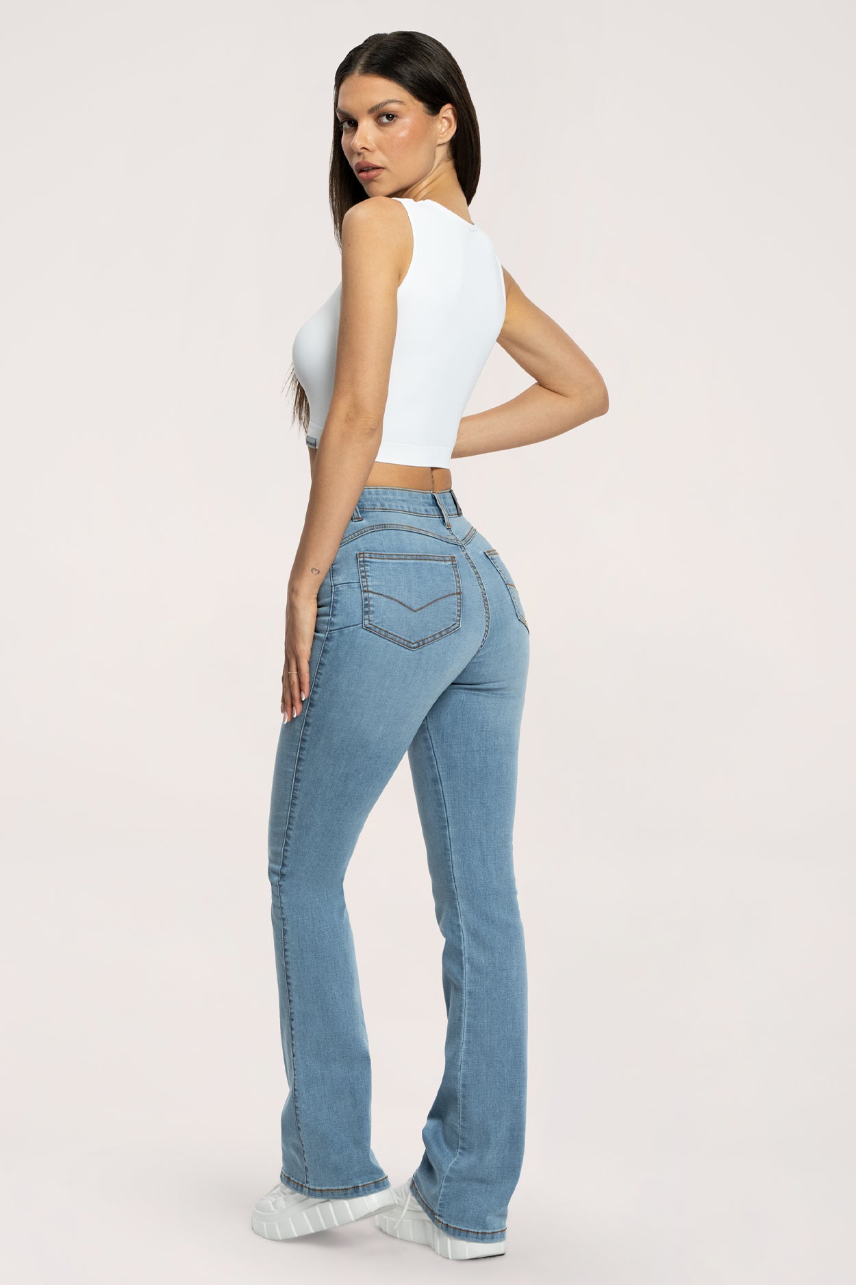 Дънки с клоширани крачоли perfect slim long light blue