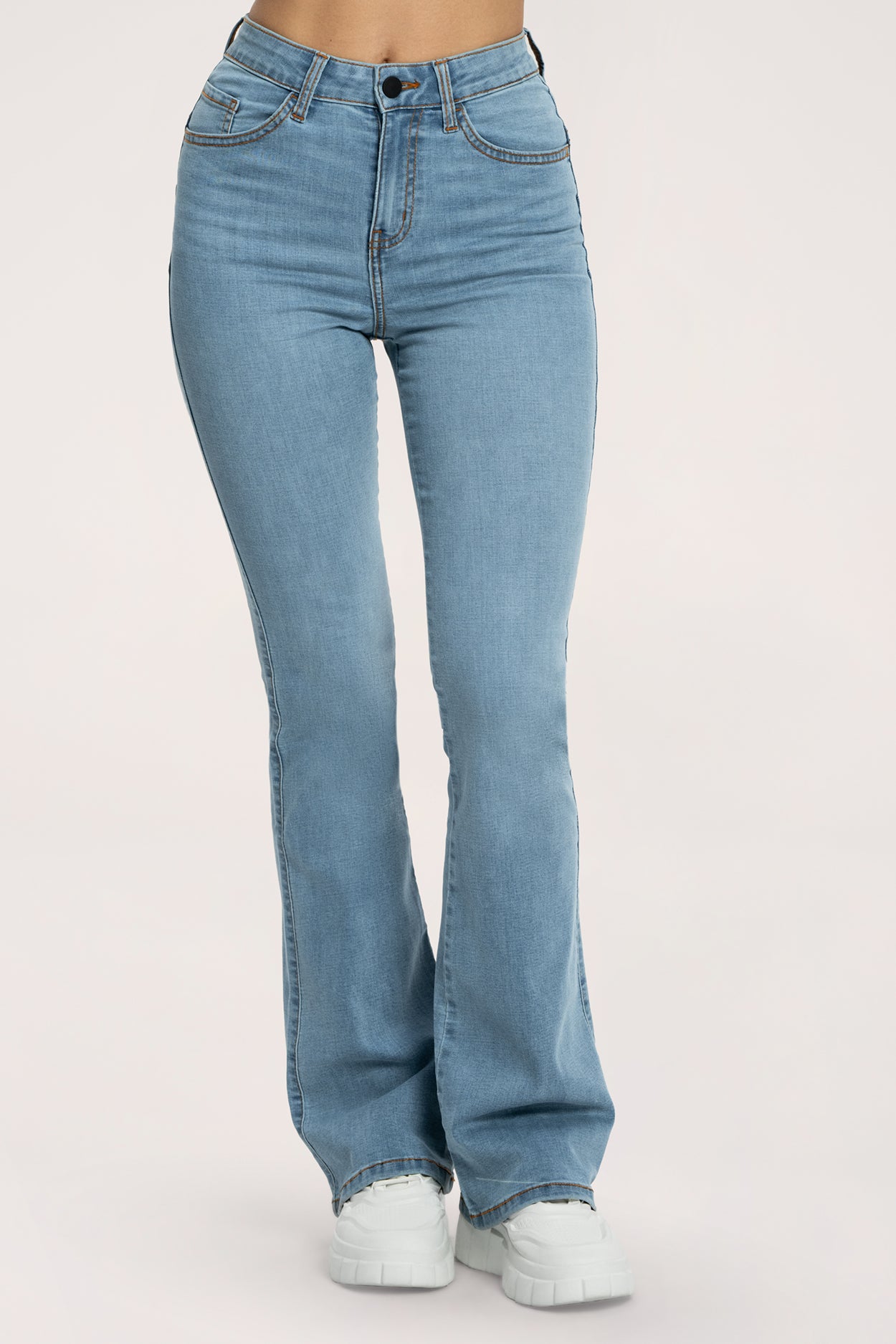 Дънки с клоширани крачоли perfect slim long light blue