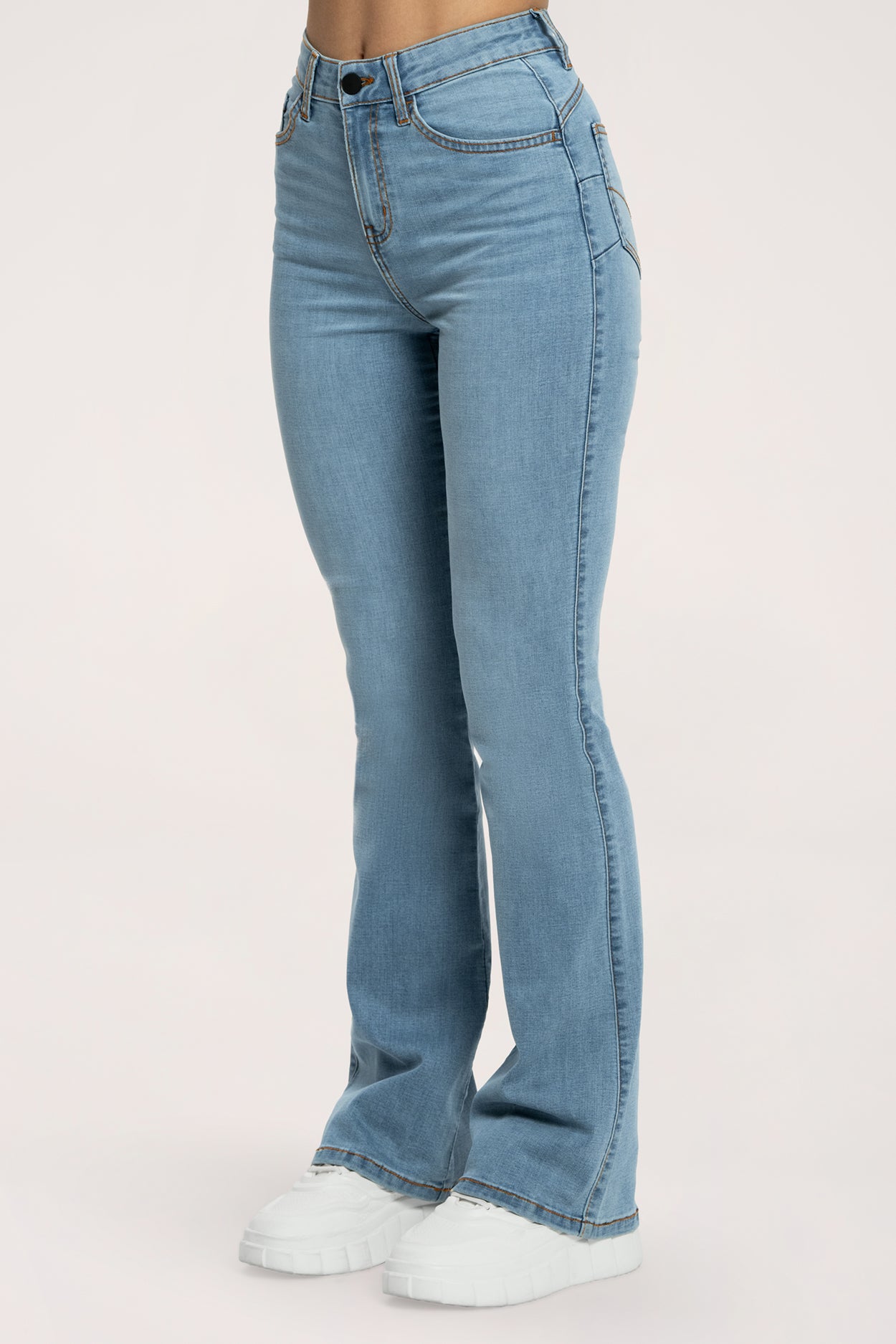 Дънки с клоширани крачоли perfect slim long light blue