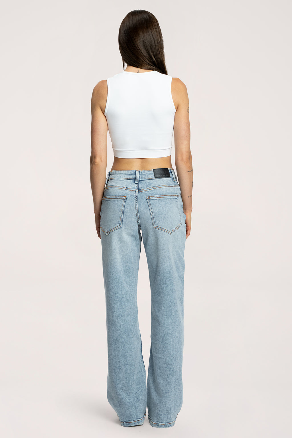 Широки дънки wide с ниска талия light blue