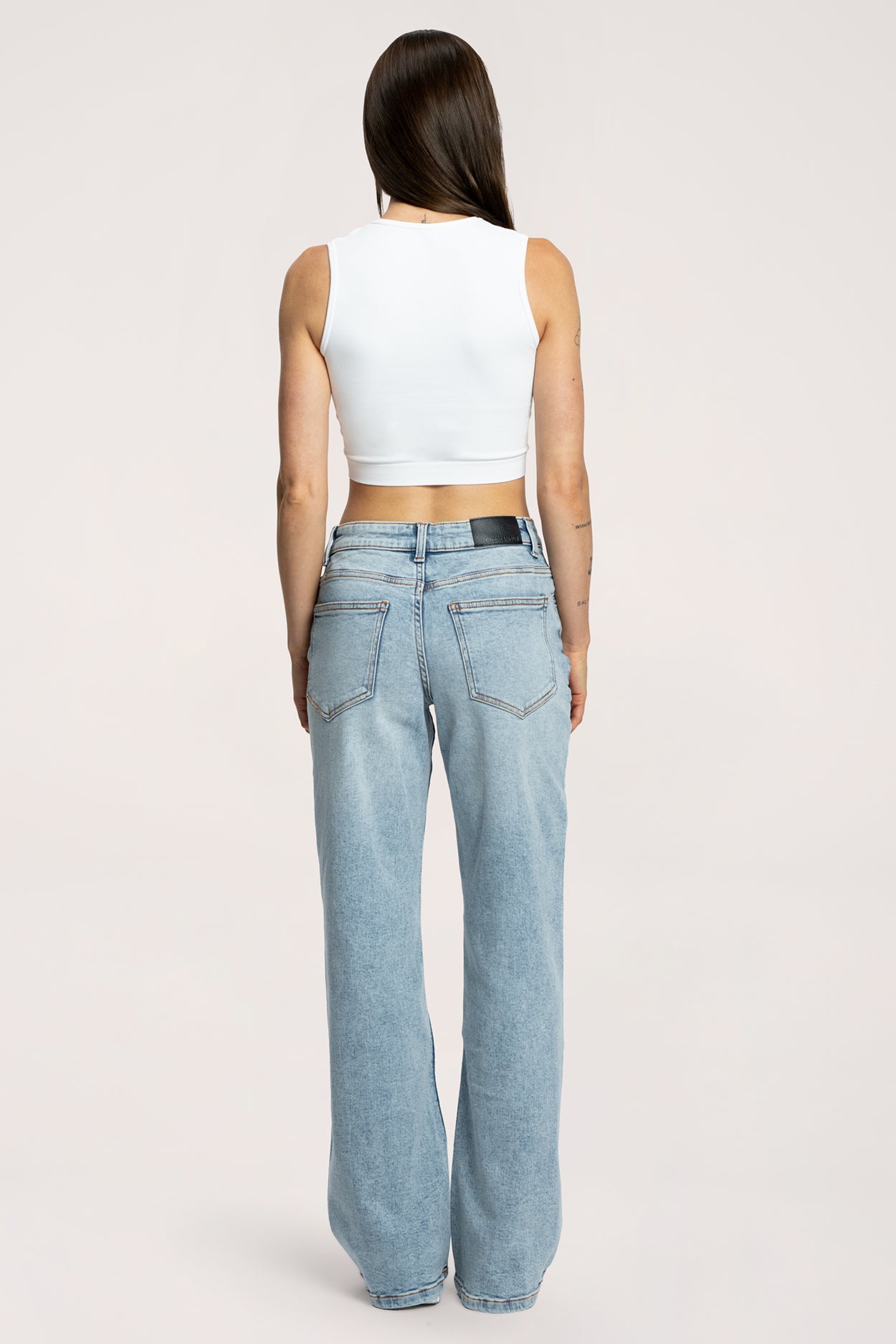 Широки дънки wide с ниска талия light blue