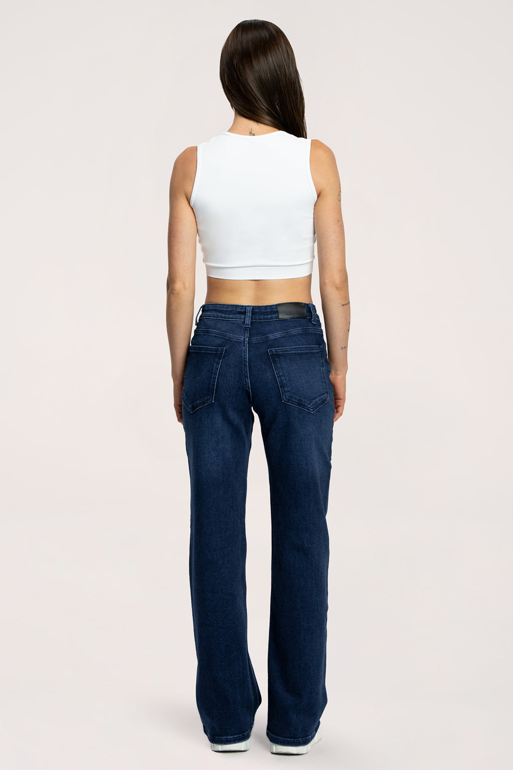 Широки дънки wide с ниска талия navy blue