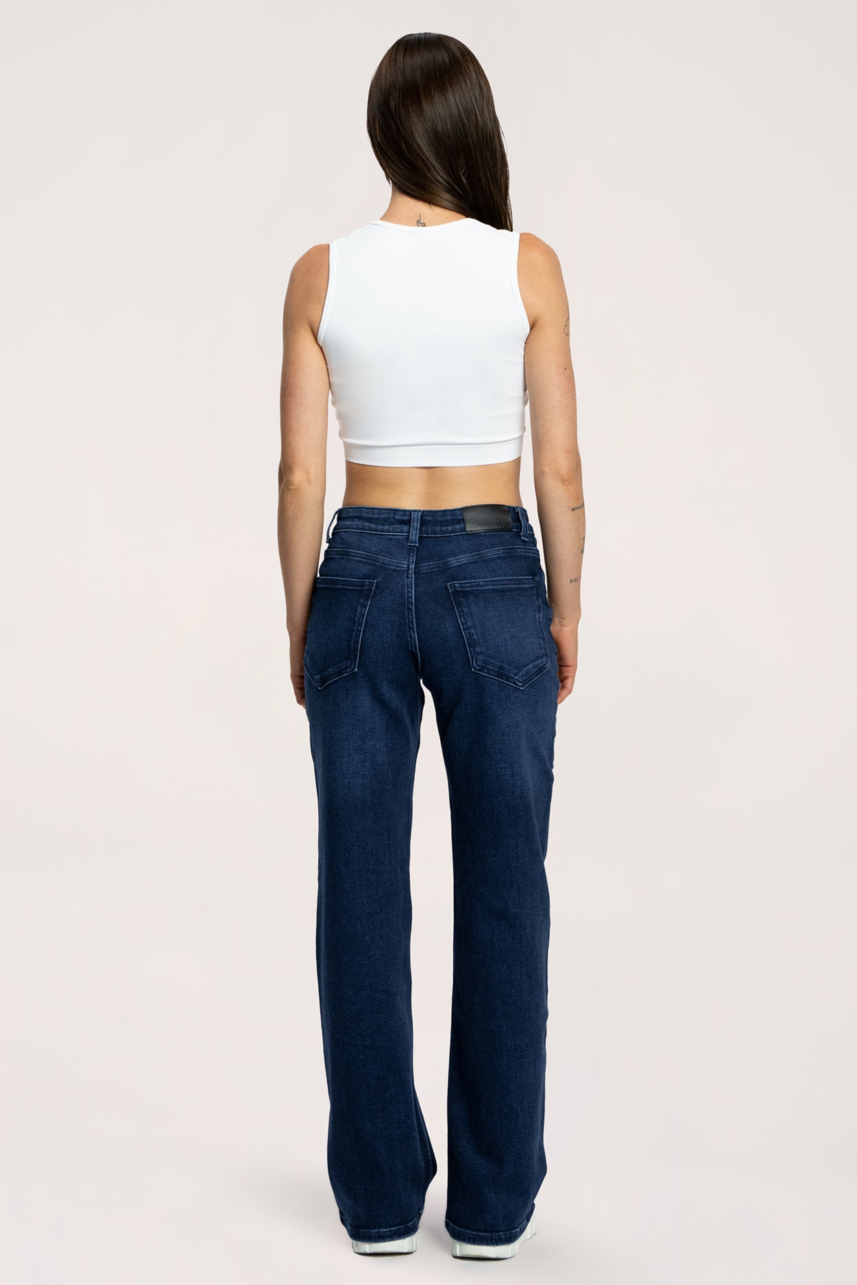 Широки дънки wide с ниска талия navy blue