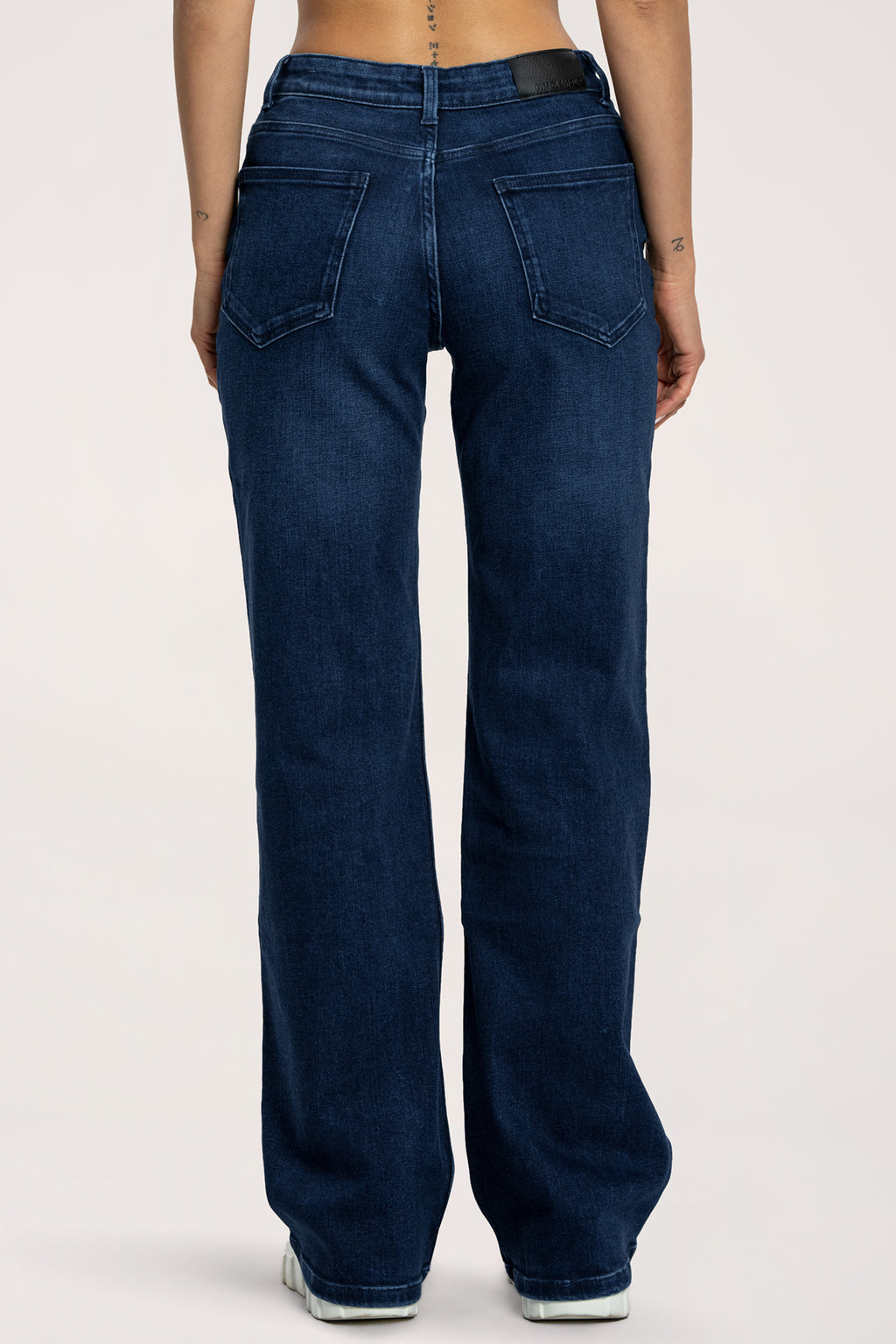 Широки дънки wide с ниска талия long navy blue