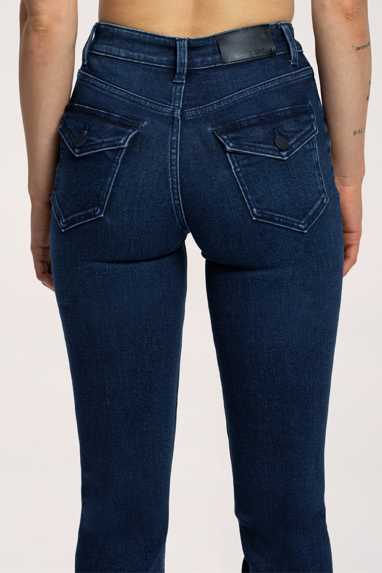 Дънки с клоширани крачоли push up navy blue
