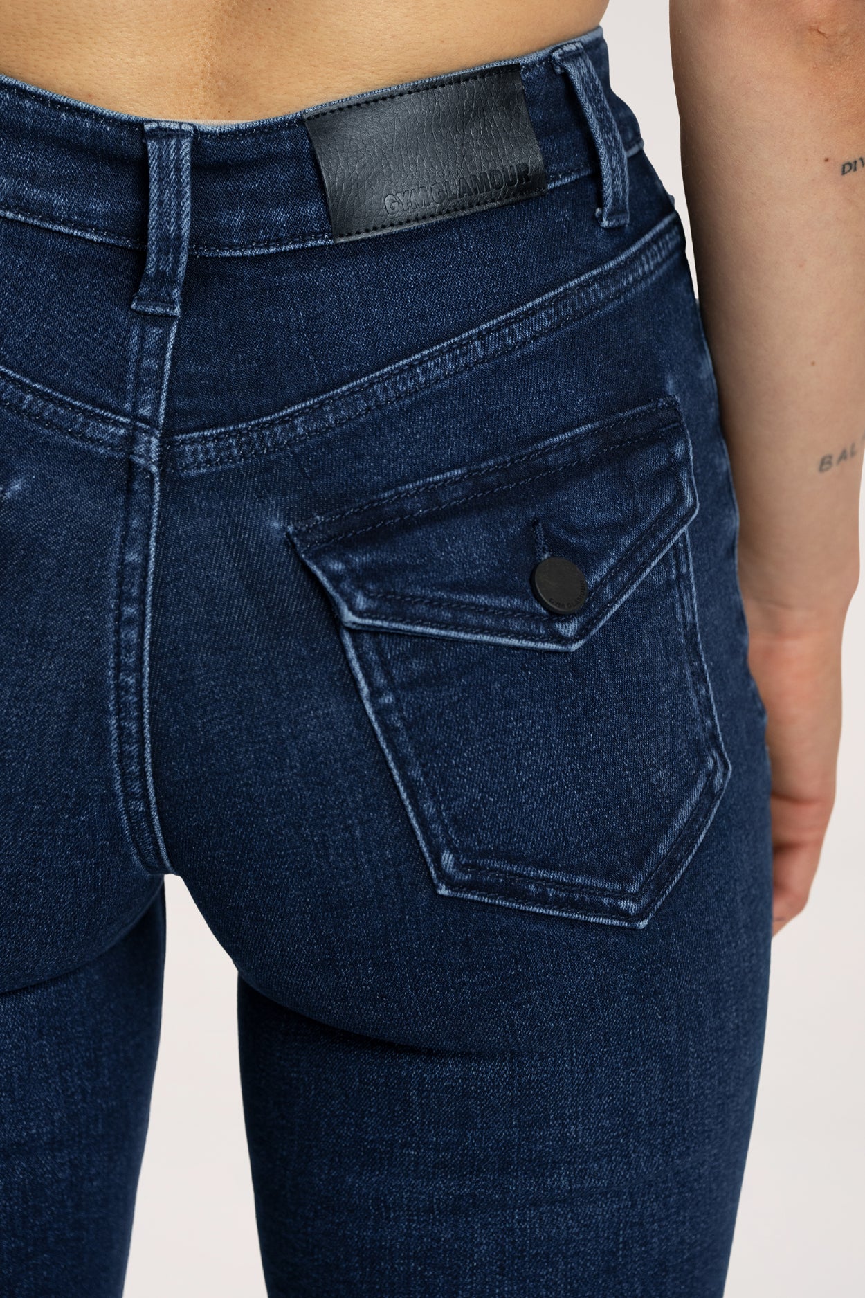 Дънки с клоширани крачоли push up navy blue