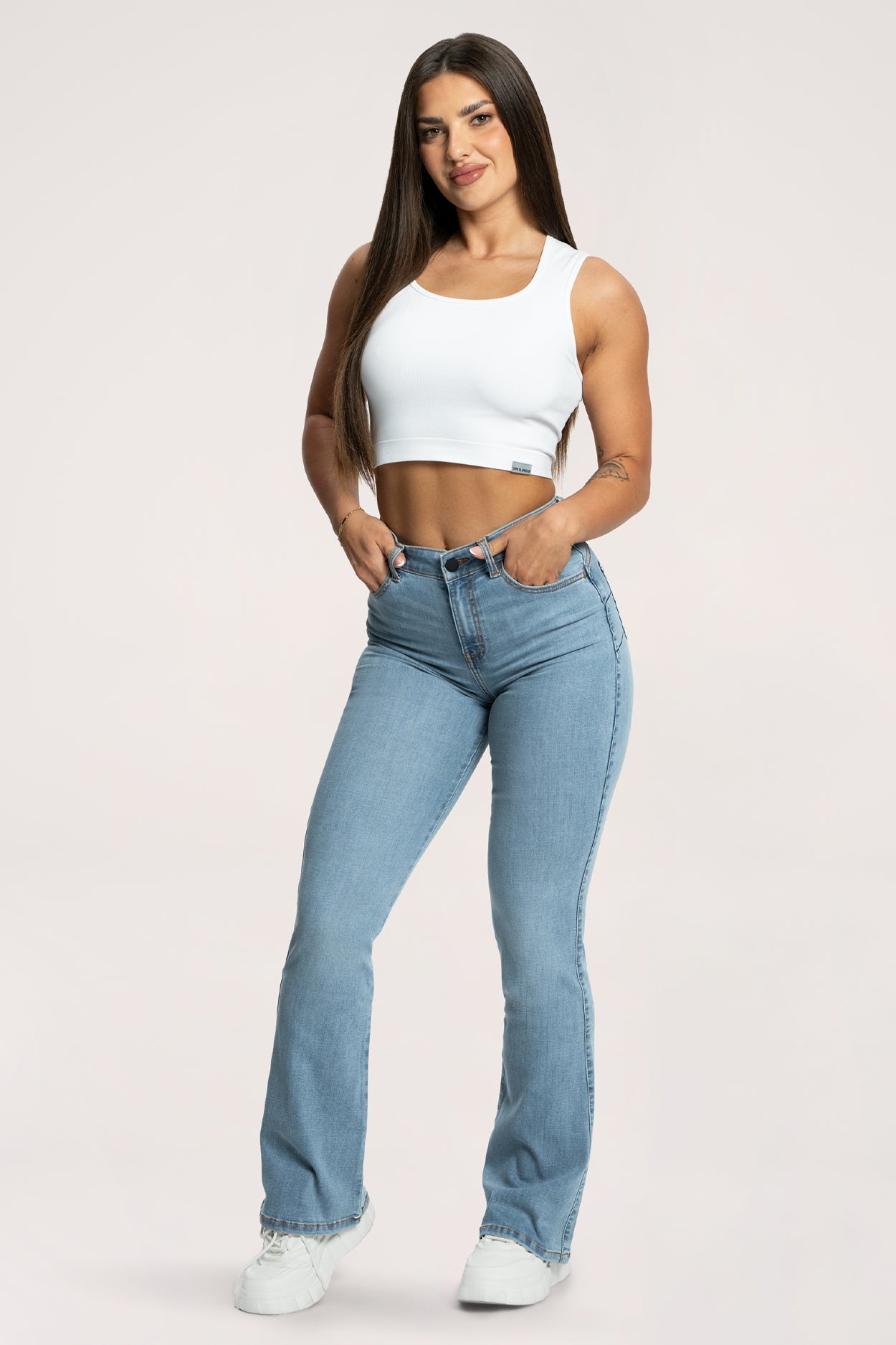 Дънки с клоширани крачоли perfect slim light blue