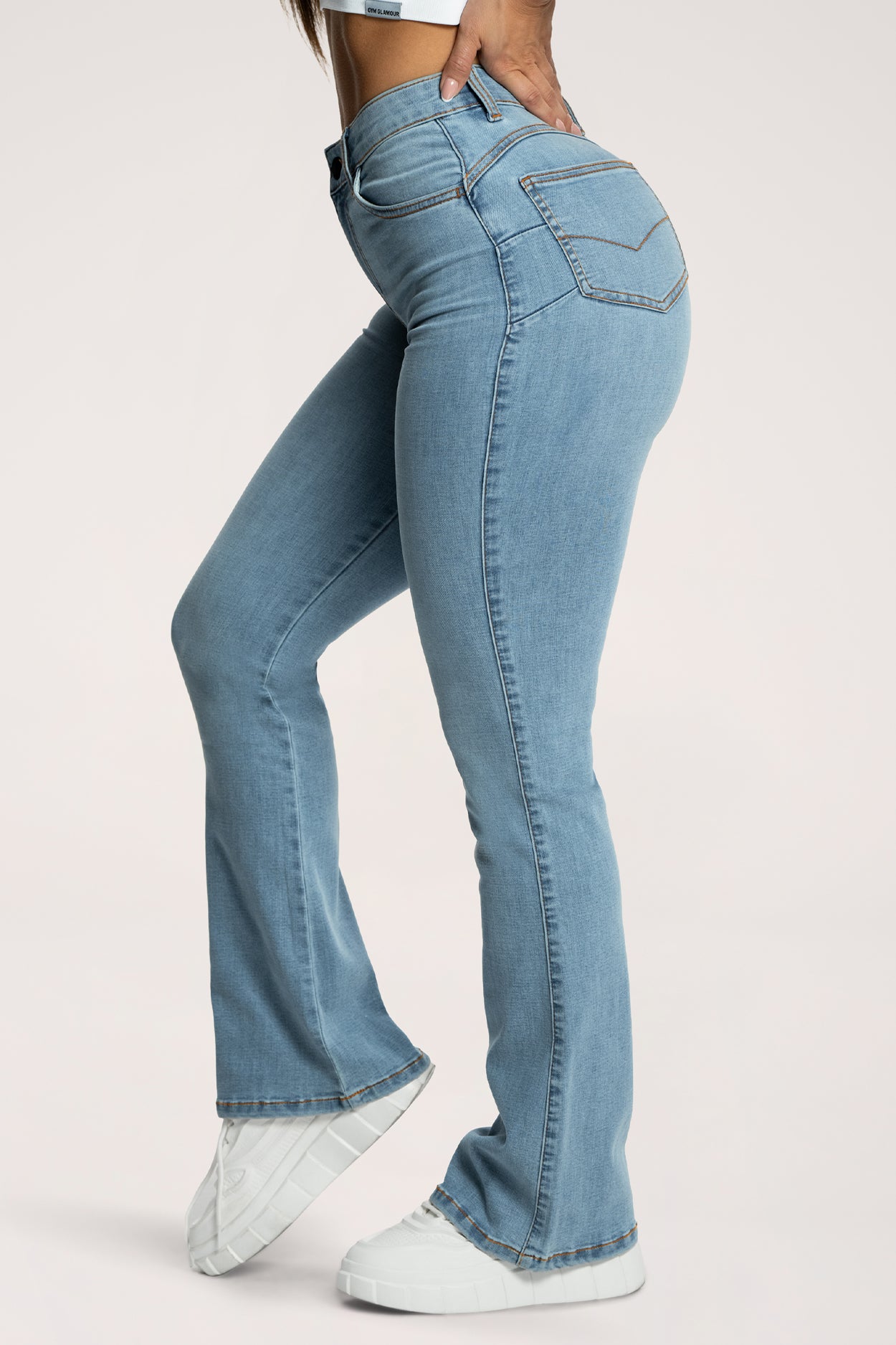 Дънки с клоширани крачоли perfect slim light blue
