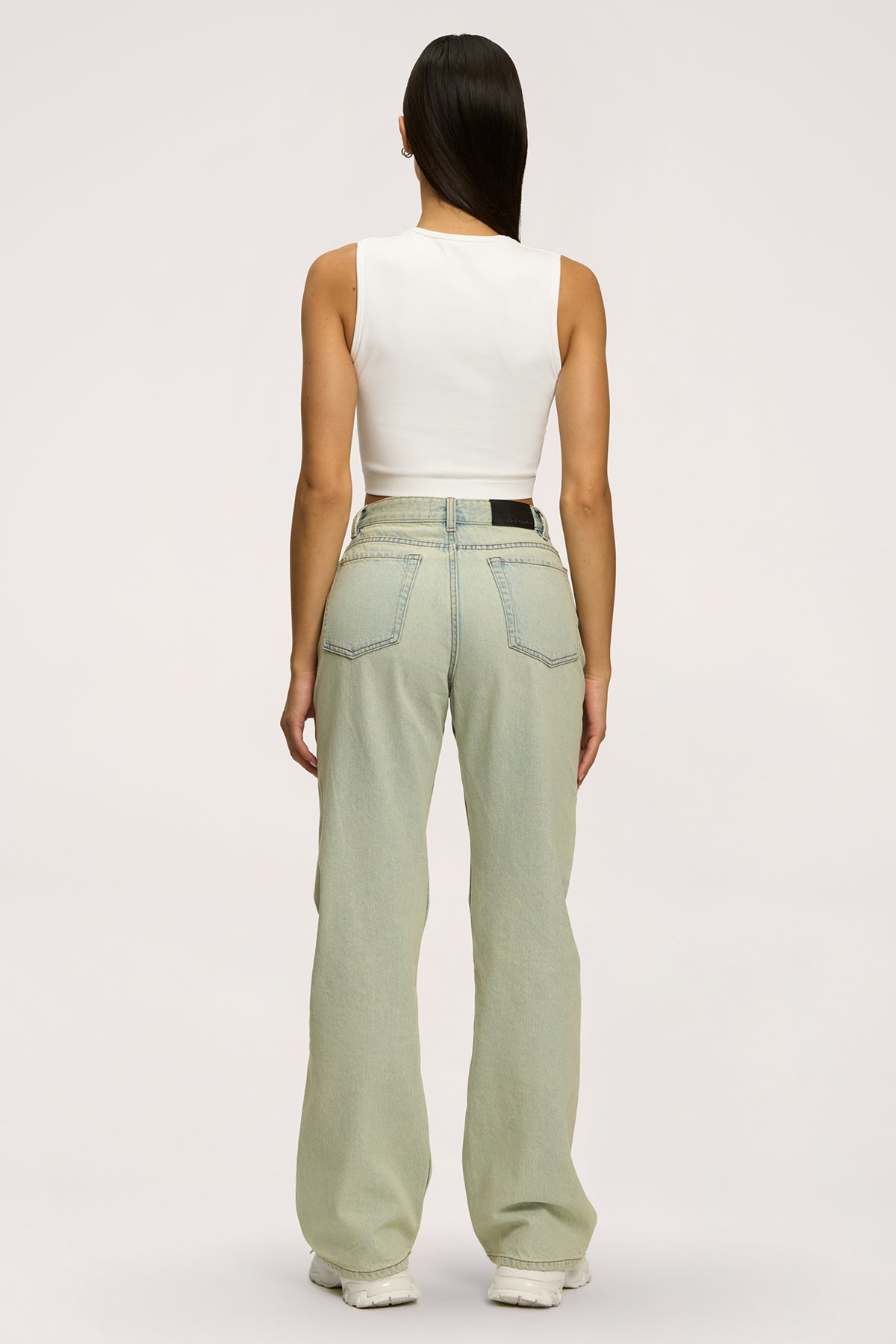 Дънки wide relaxed light green