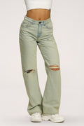 Дънки wide relaxed light green