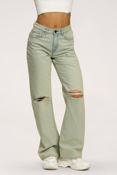 Дънки wide relaxed light green