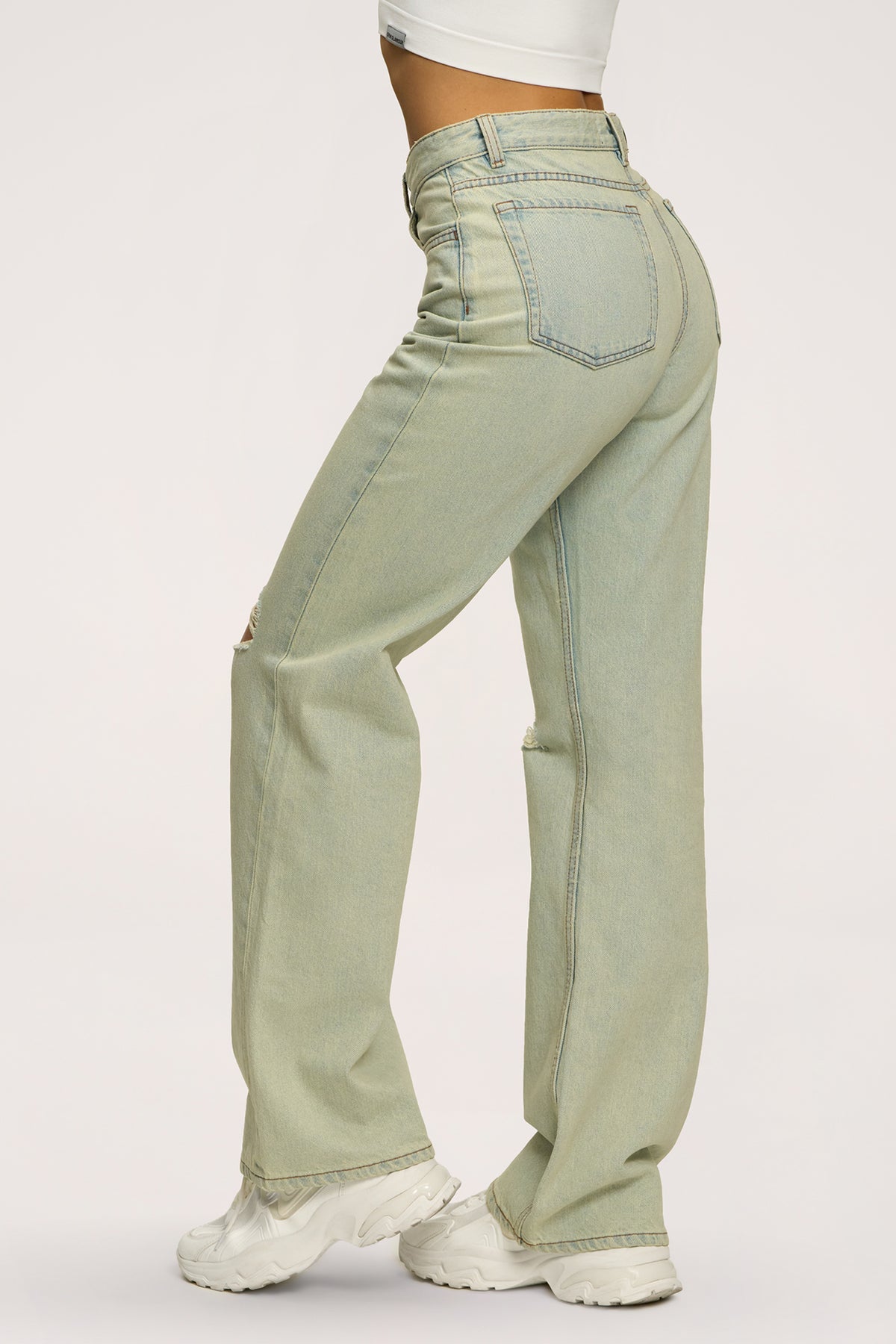 Дънки wide relaxed light green