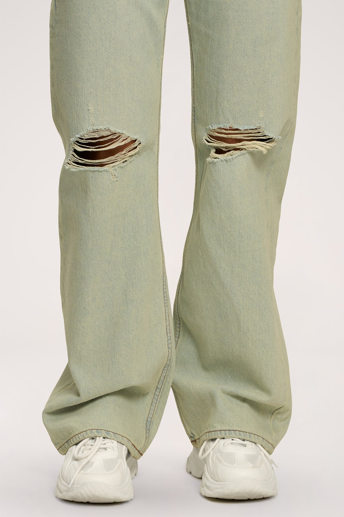 Дънки wide relaxed light green