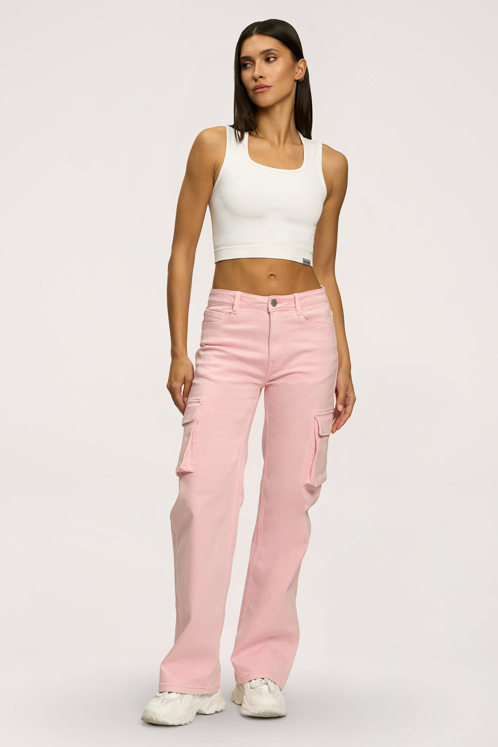 Дънки cargo light pink