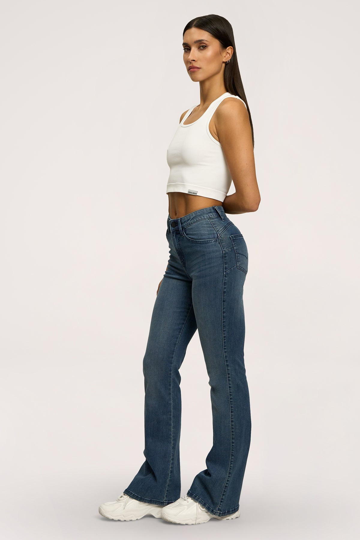 Дънки с клоширани крачоли perfect slim navy blue