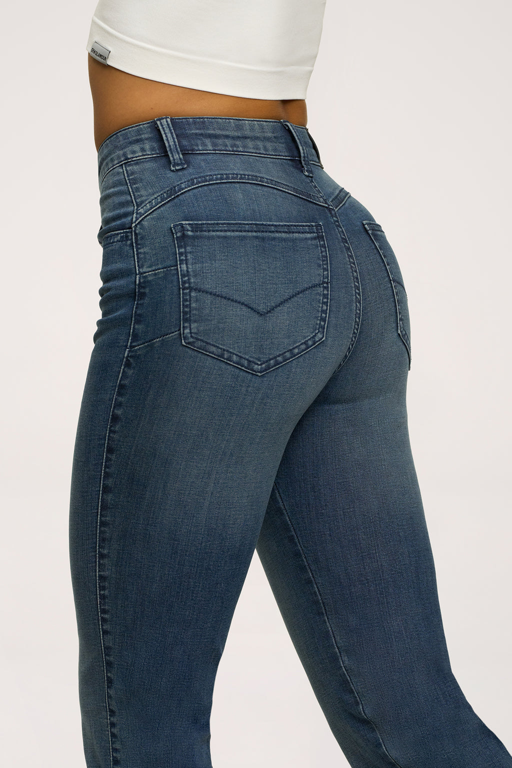 Дънки с клоширани крачоли perfect slim navy blue