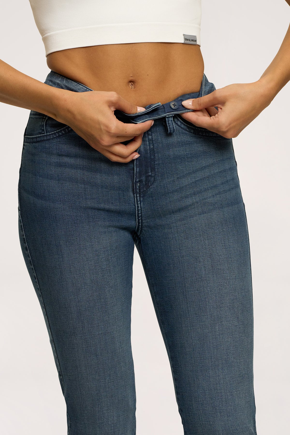 Дънки с клоширани крачоли perfect slim navy blue
