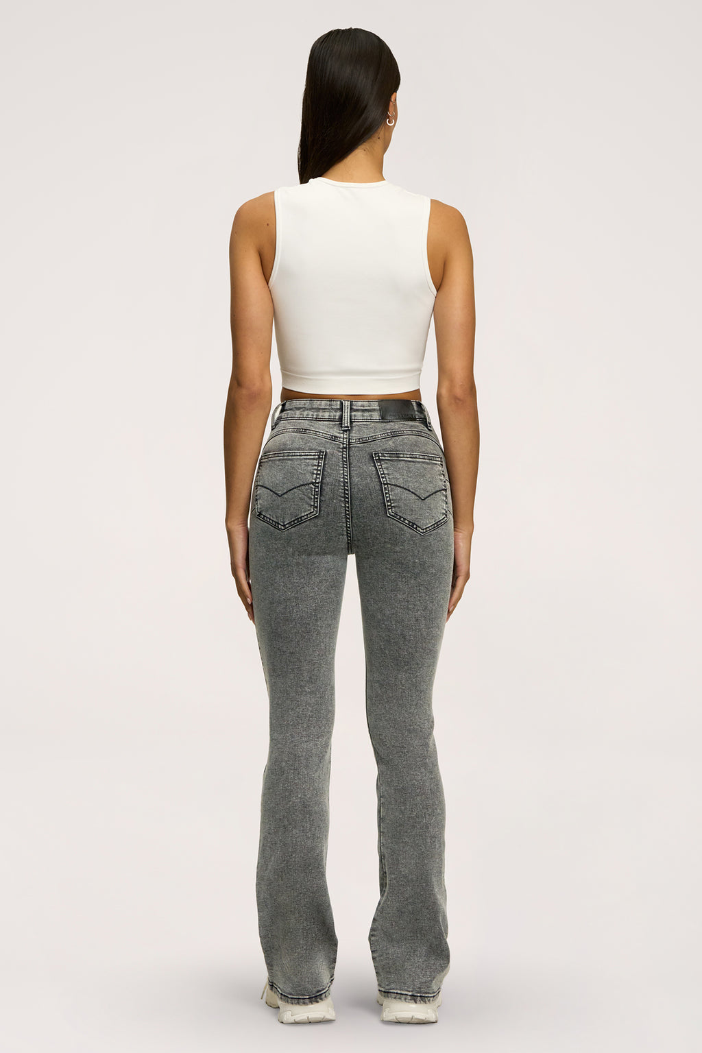 Дънки с клоширани крачоли perfect slim light grey