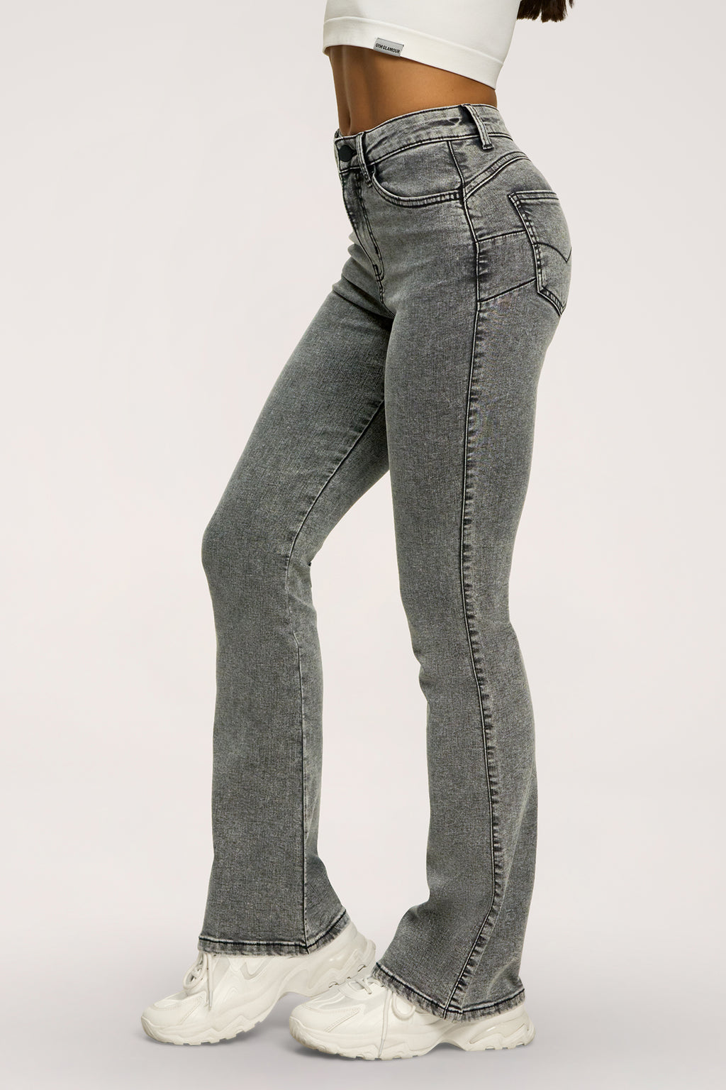 Дънки с клоширани крачоли perfect slim light grey