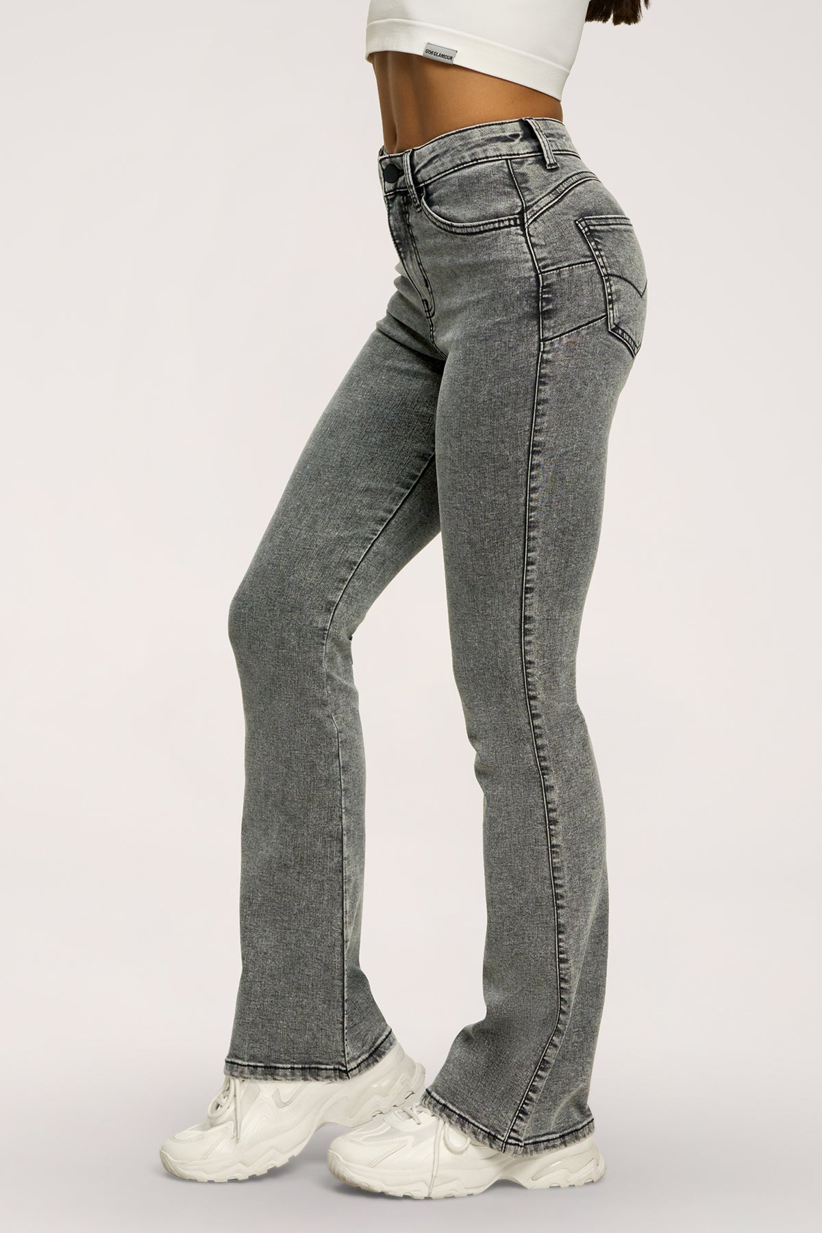 Дънки с клоширани крачоли perfect slim light grey