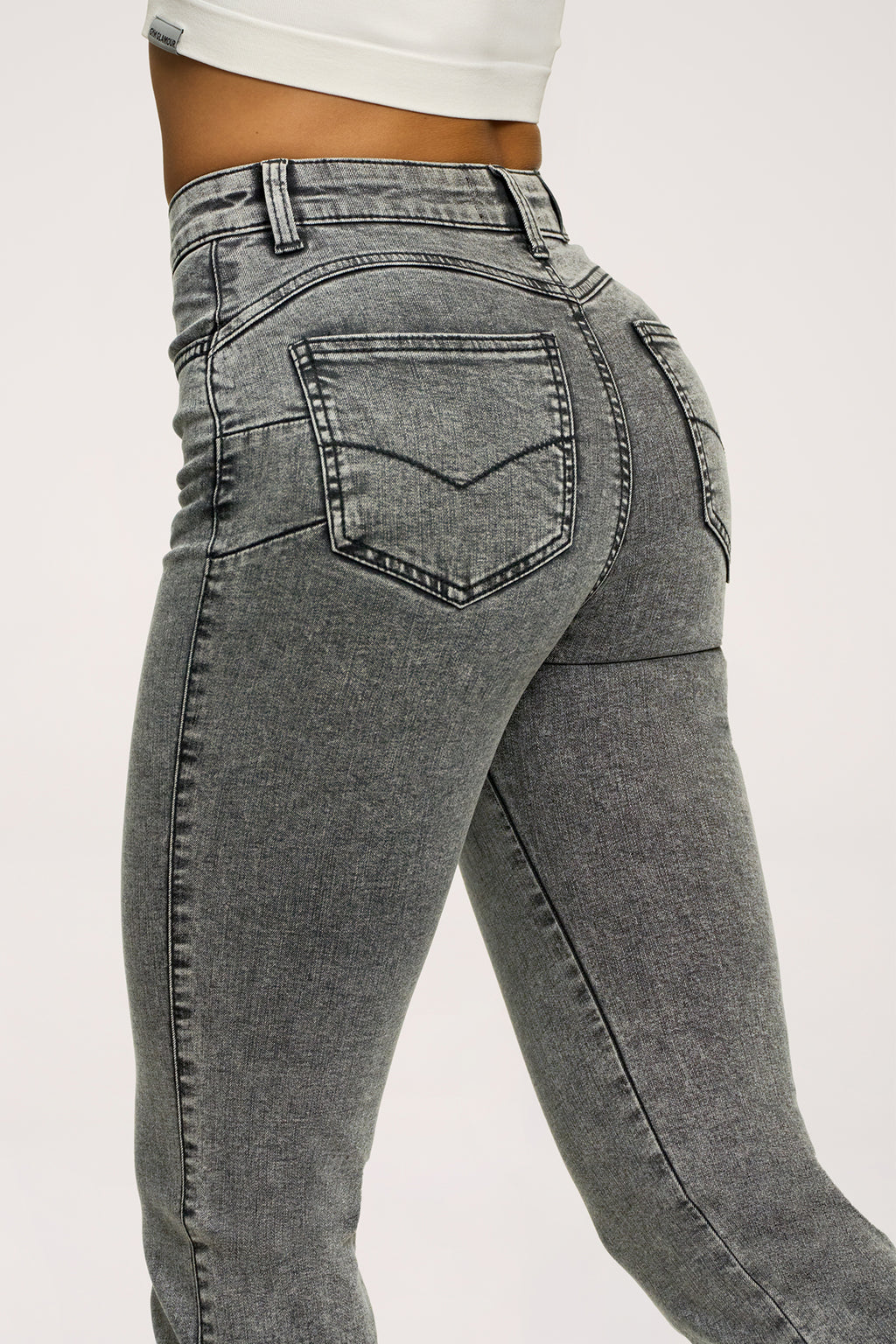 Дънки с клоширани крачоли perfect slim light grey