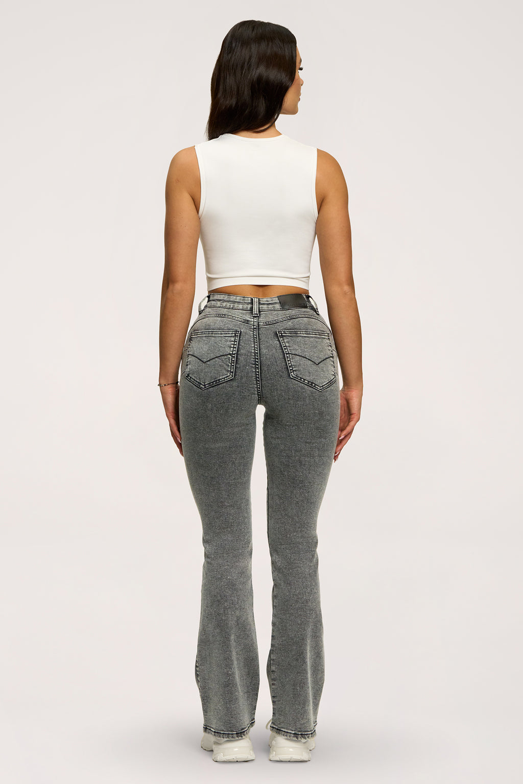 Дънки с клоширани крачоли perfect slim light grey