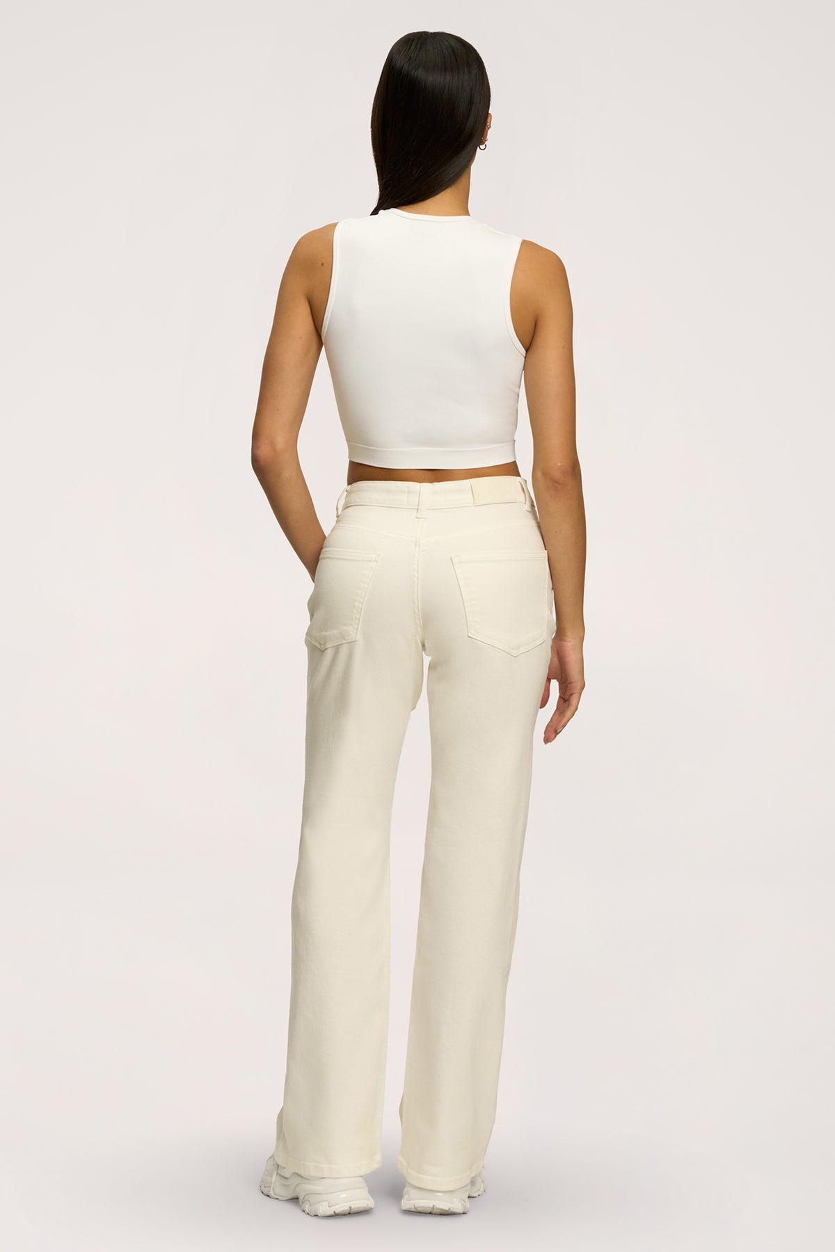 Широки дънки wide с ниска талия off white