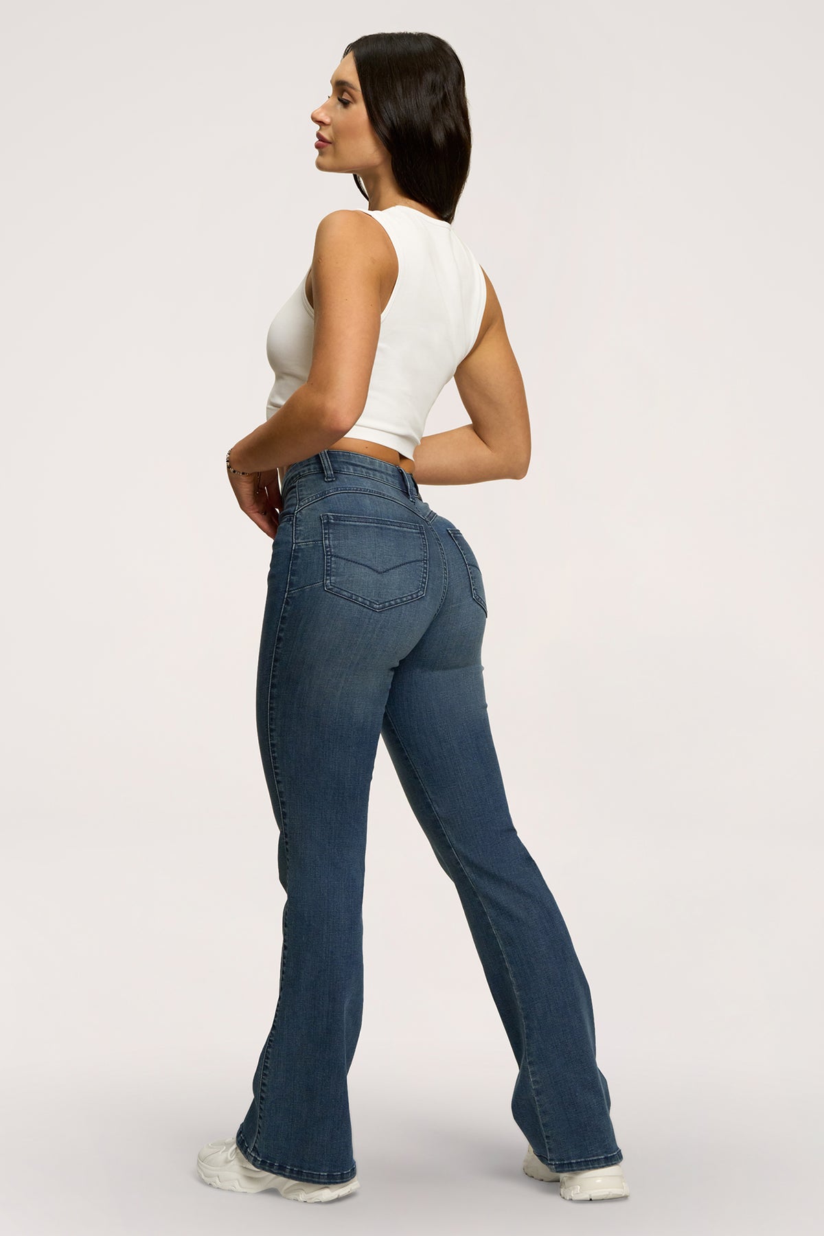 Дънки с клоширани крачоли perfect slim navy blue