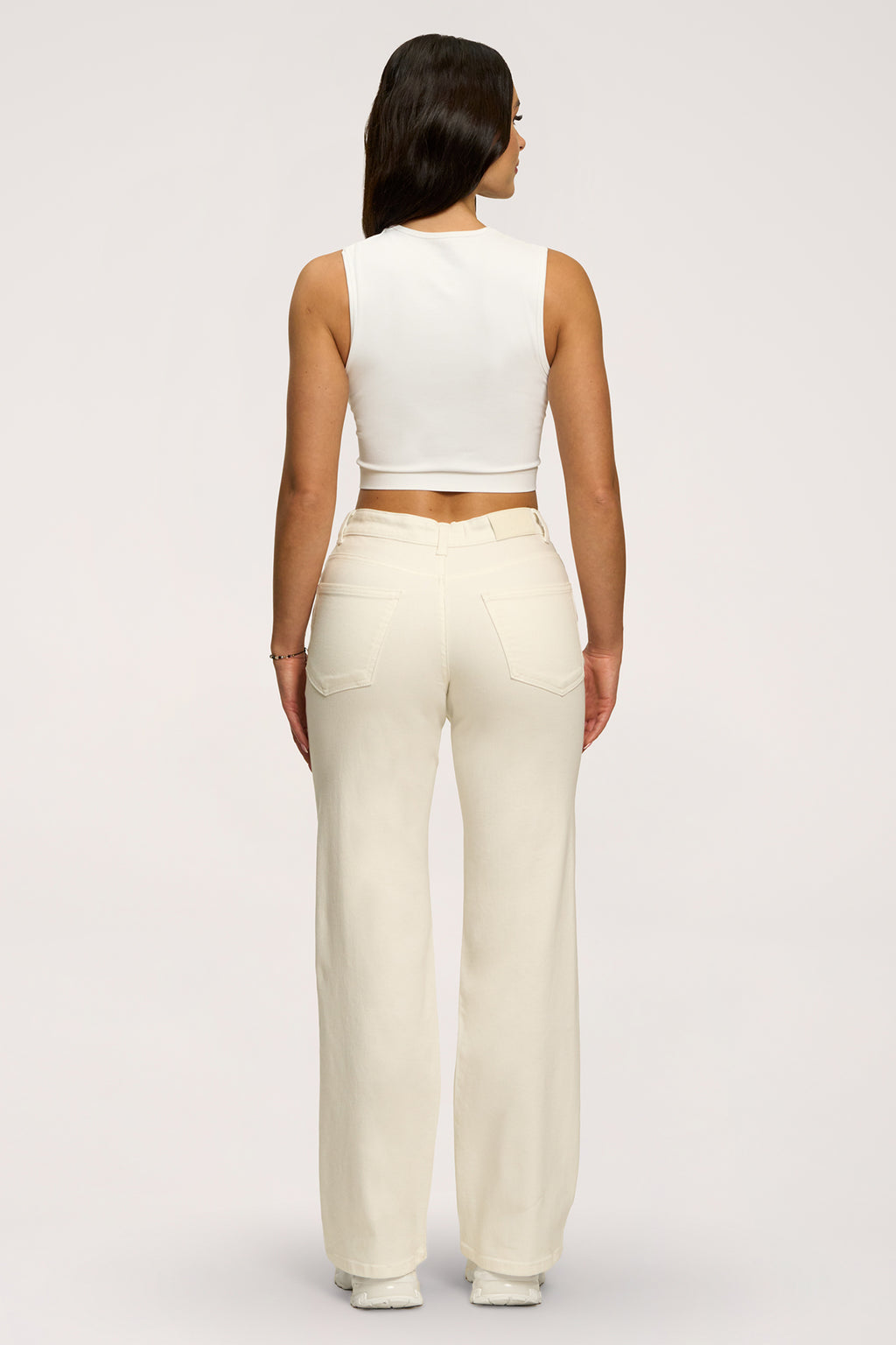 Широки дънки wide с ниска талия off white