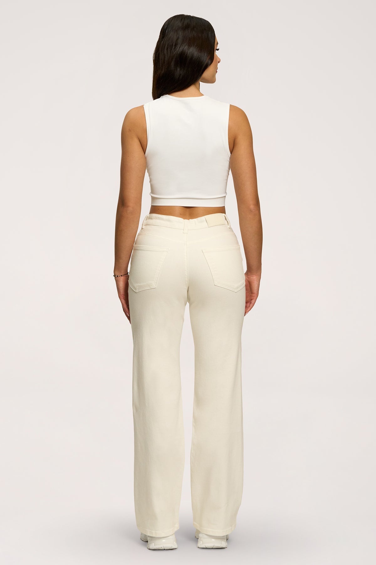 Широки дънки wide с ниска талия off white