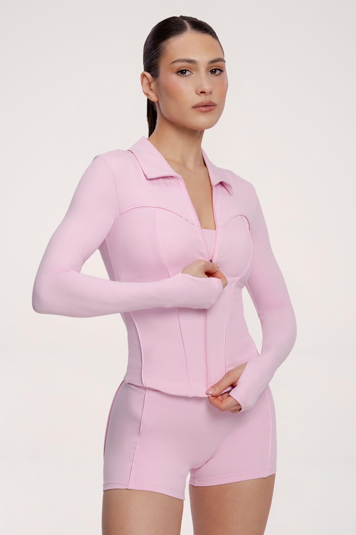 Суитшърт с цип pilates era pink