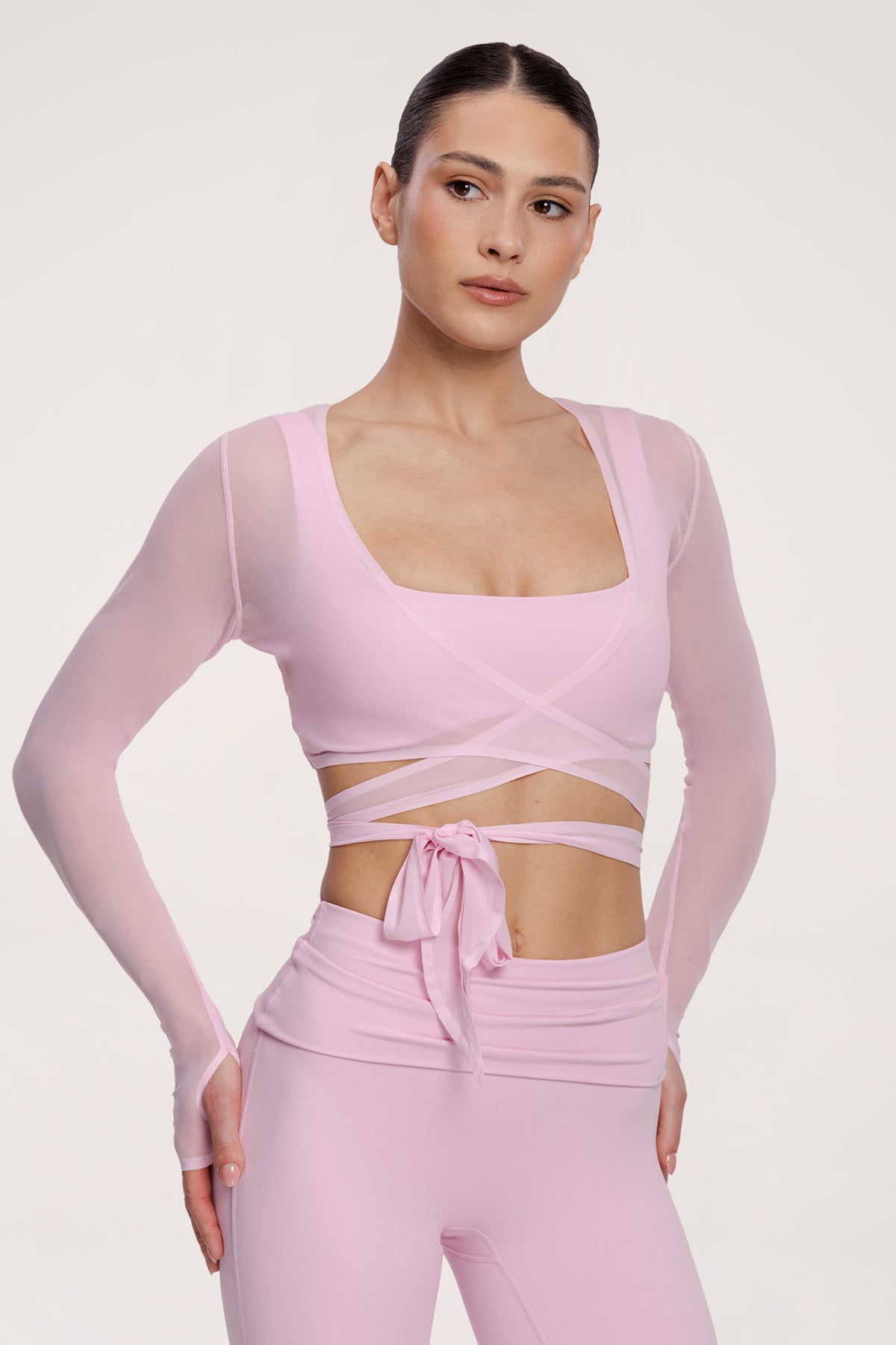 Жилетка с връзване pilates era pink