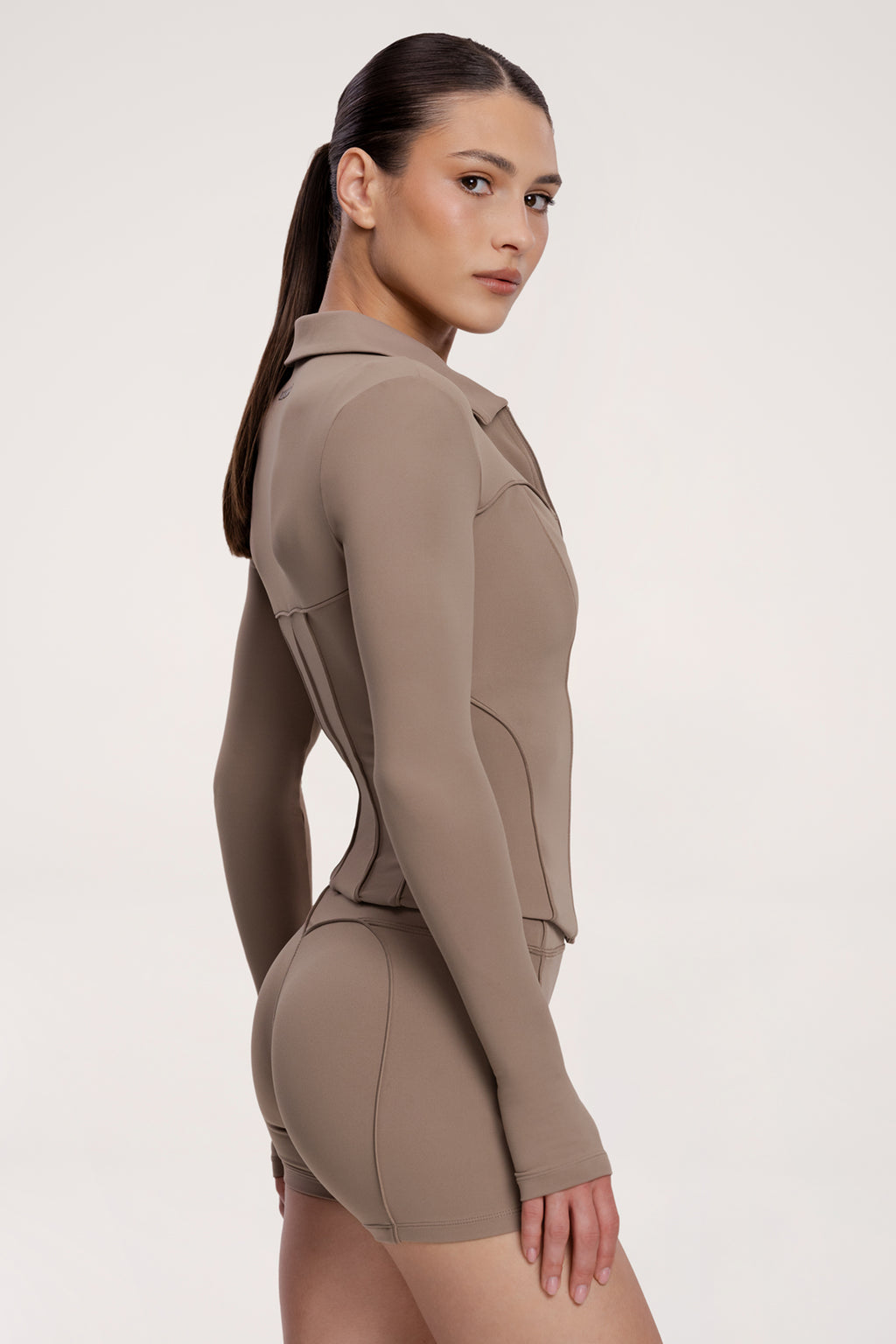 Суитшърт с цип pilates era warm beige