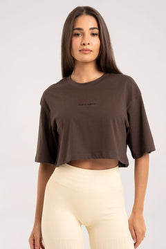 T-shirt crop chocolate