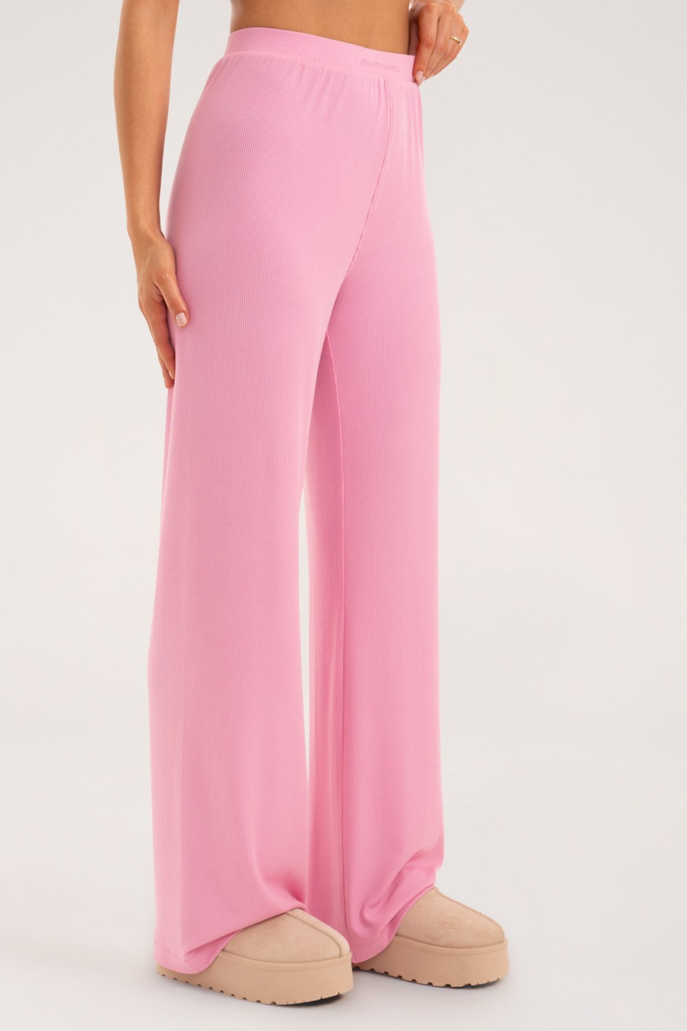 Szerokie spodnie casual light pink