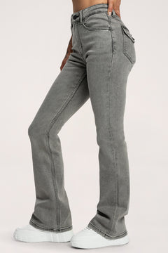 Дънки с клоширани крачоли push up light grey