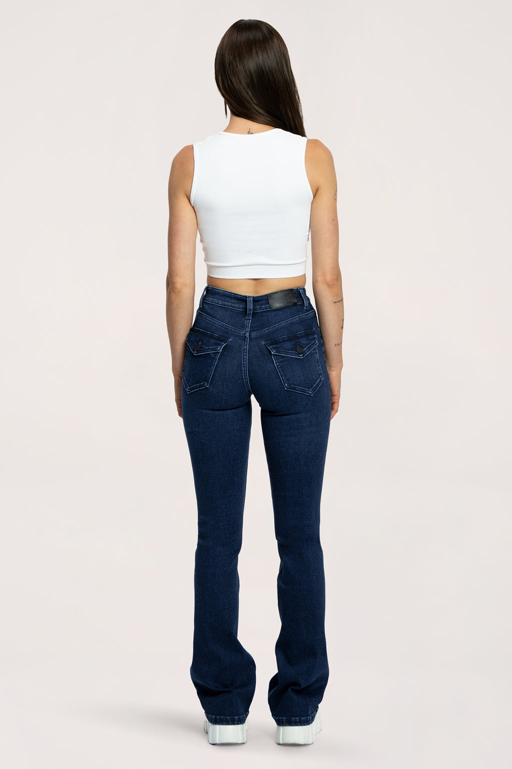 Jeansy dzwony push up navy blue