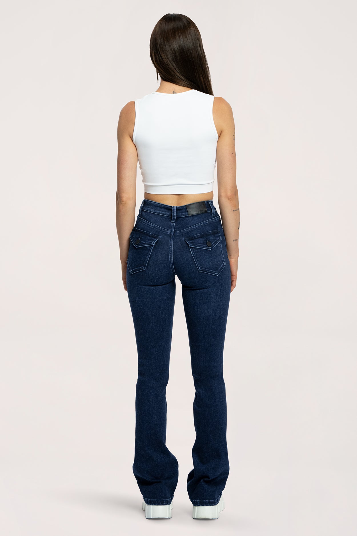 Jeansy dzwony push up navy blue