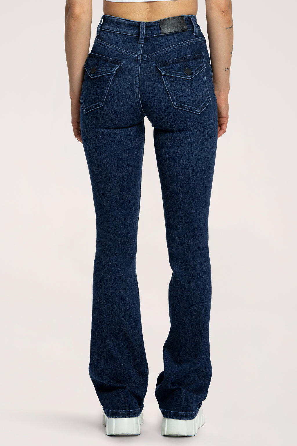 Jeansy dzwony push up navy blue