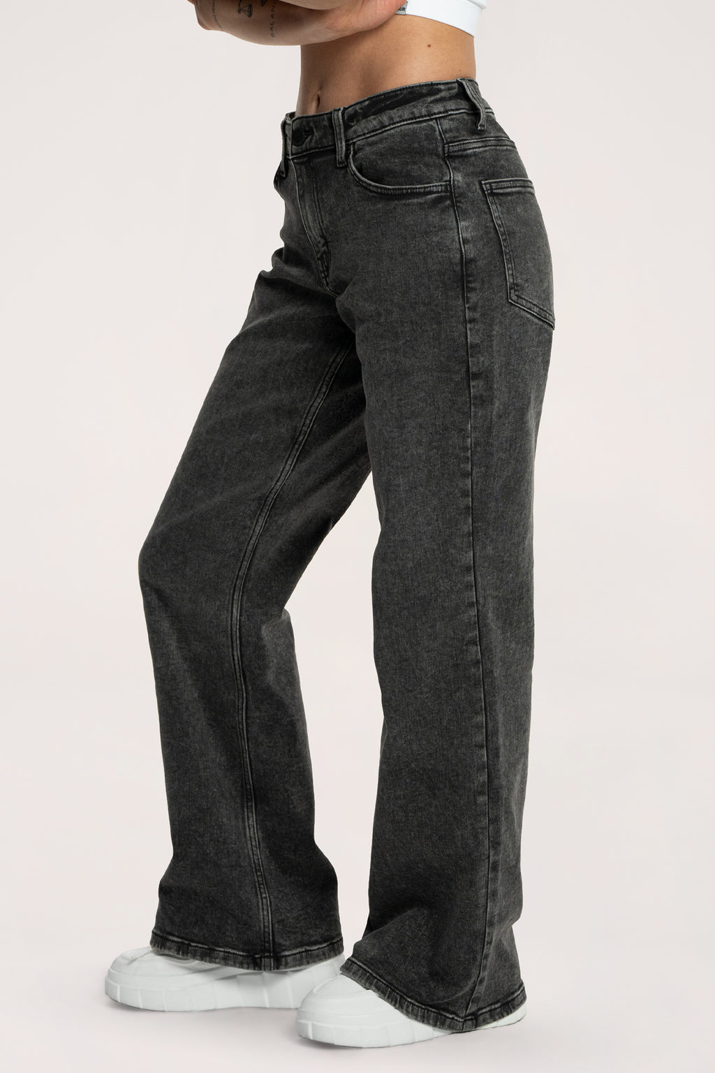 Jeansy wide z niskim stanem black