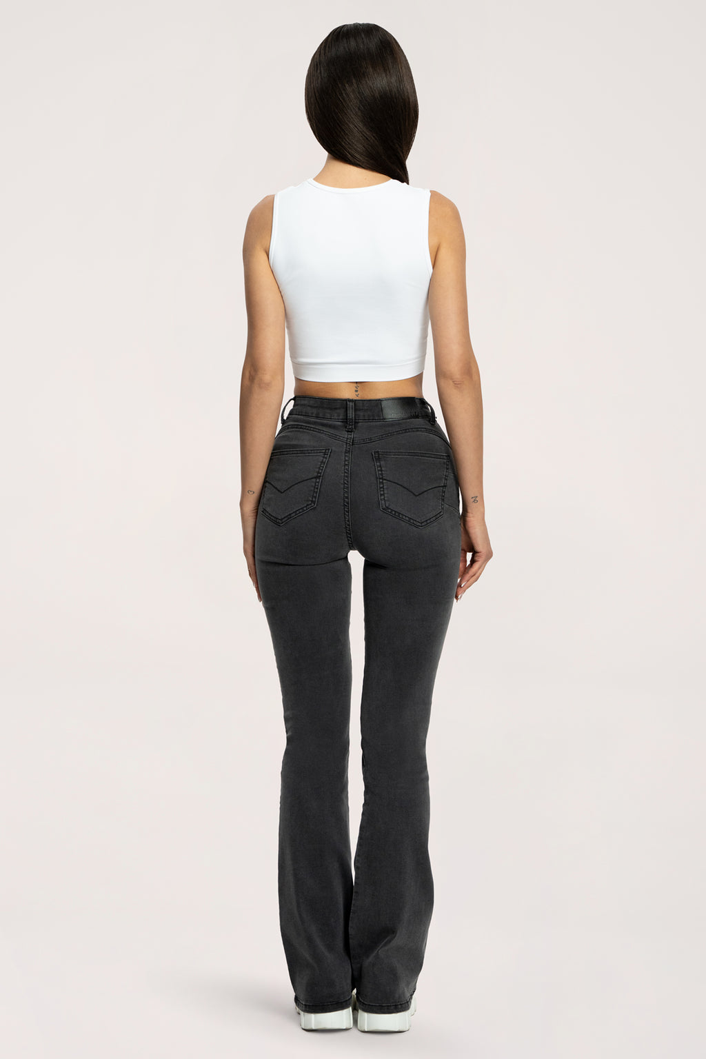 Jeansy long dzwony perfect slim black