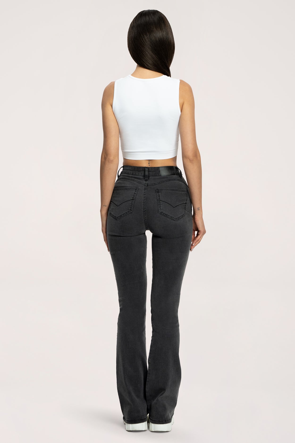 Jeansy long dzwony perfect slim black