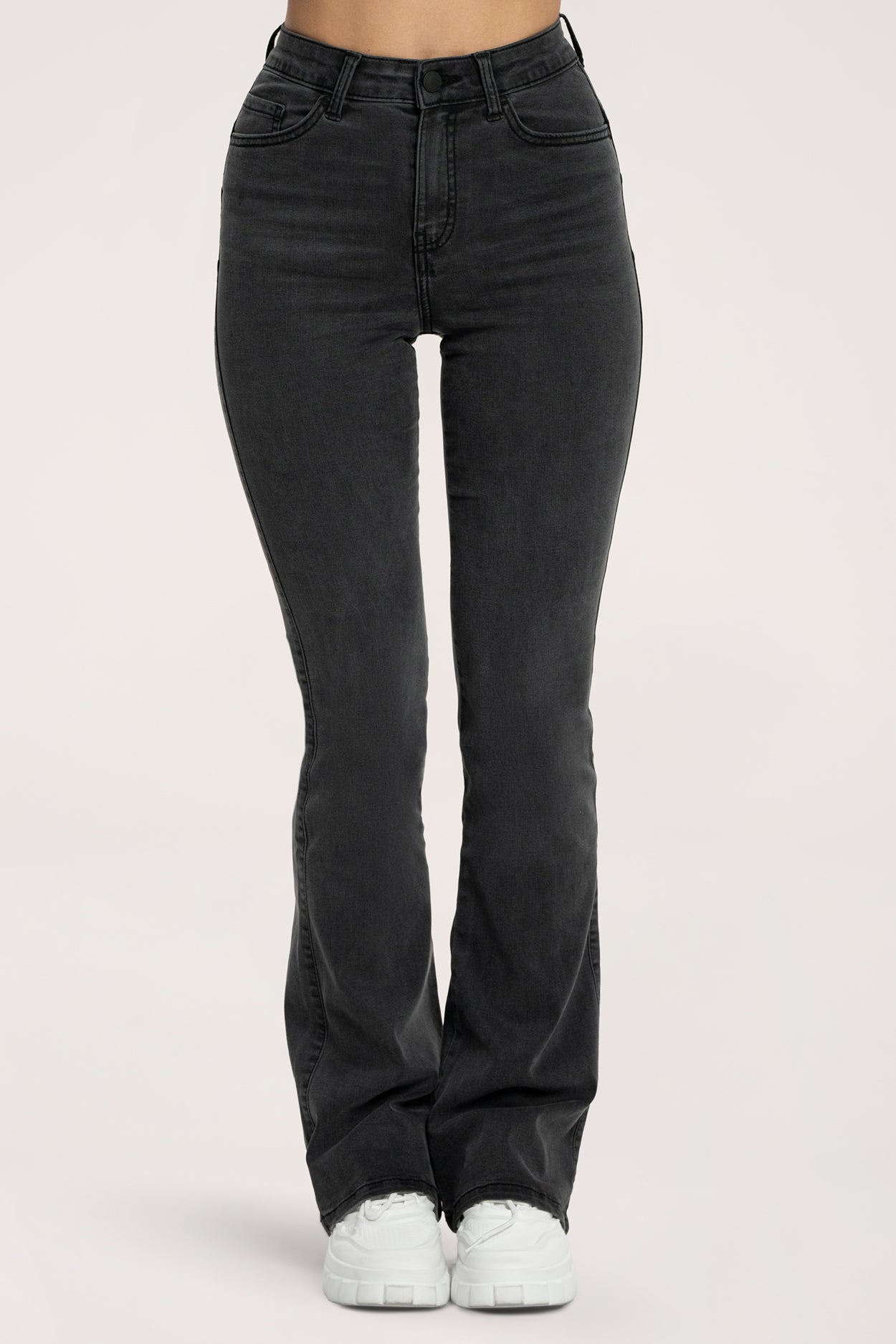 Jeansy long dzwony perfect slim black