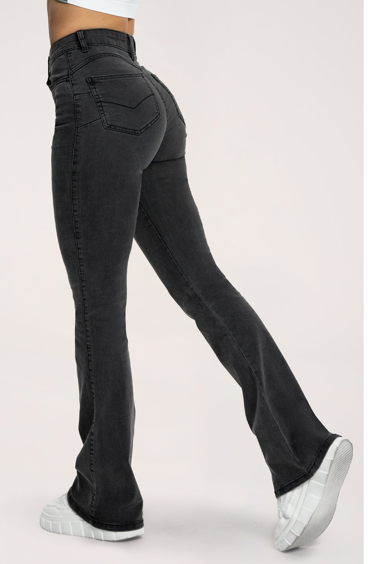 Jeansy long dzwony perfect slim black