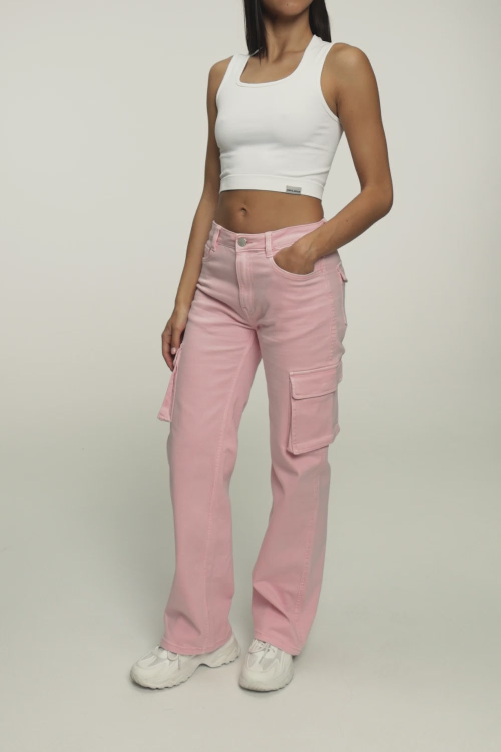 Дънки cargo light pink