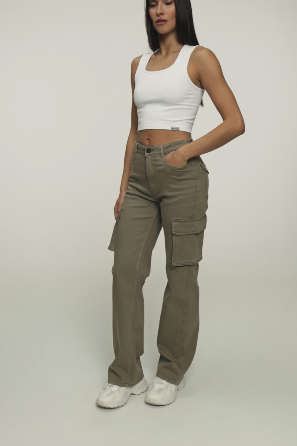 Дънки cargo green olive