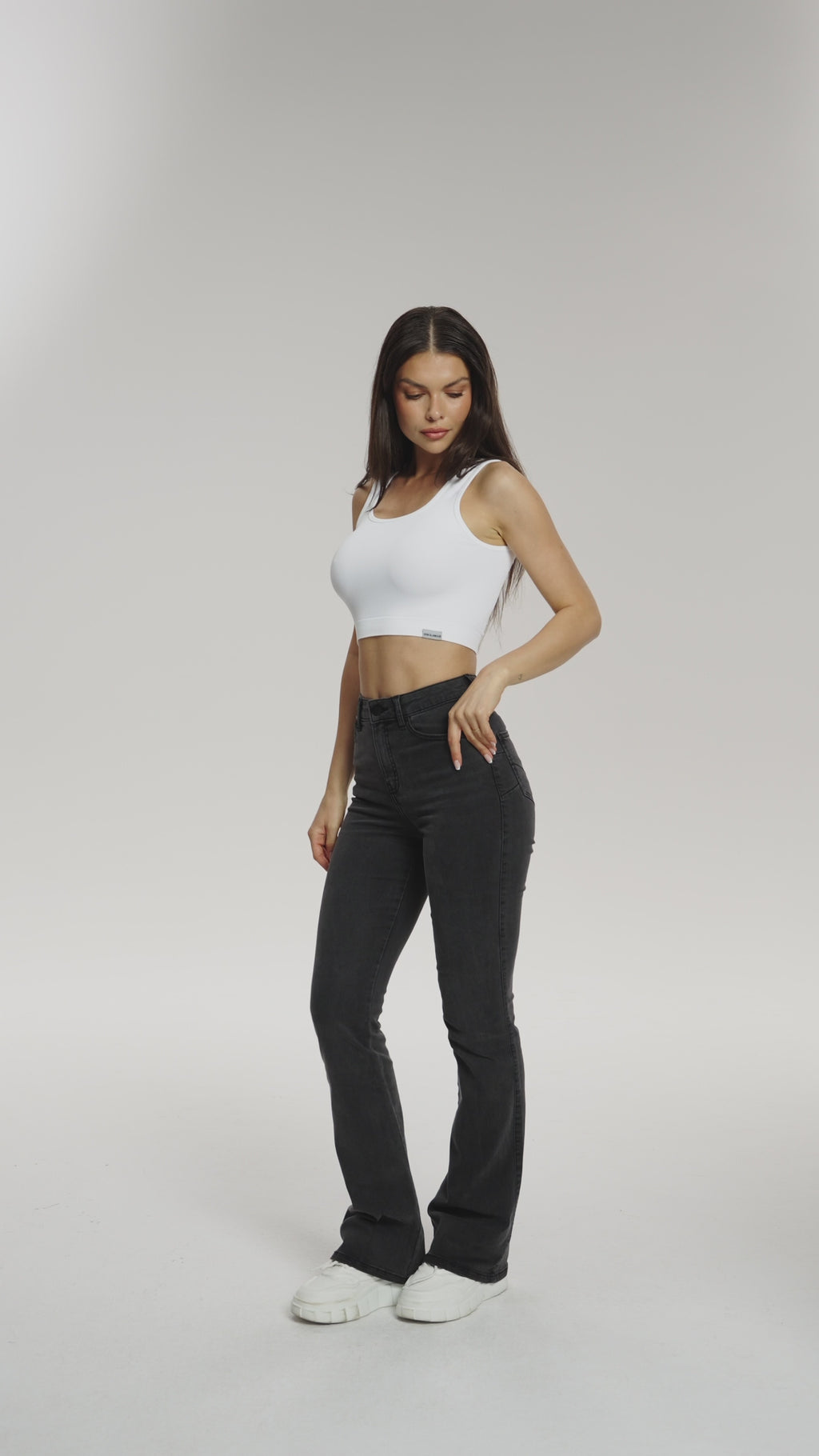 Дънки с клоширани крачоли perfect slim long black