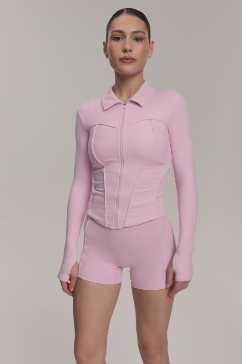 Суитшърт с цип pilates era pink