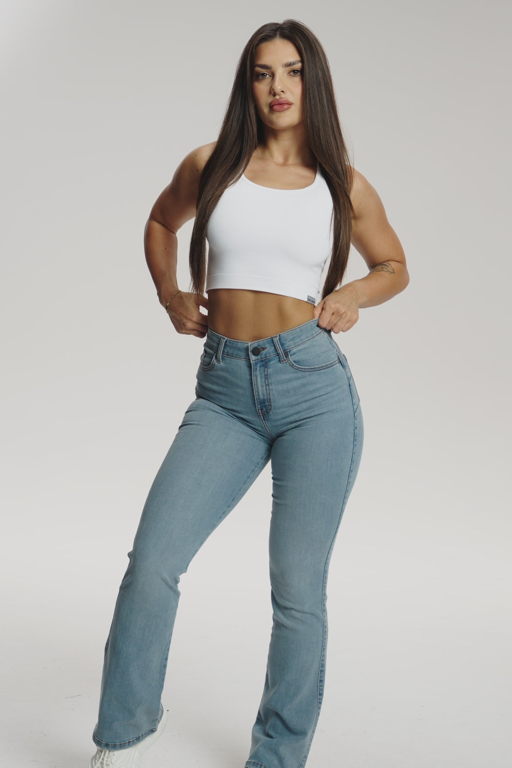 Дънки с клоширани крачоли perfect slim light blue